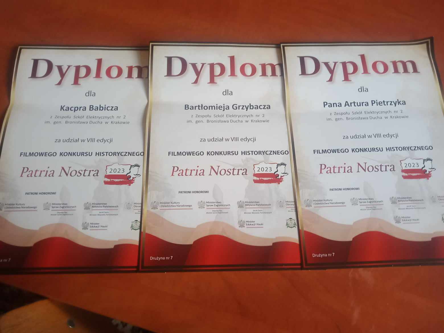 dyplomy uczestników konkursu